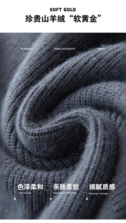 100% Cashmere Polo Sweater Autumn Winter Basic Smart Casual Long Sleeve Men's Pullover Cashmere Knitwear Soft Comfy Clothing Top
