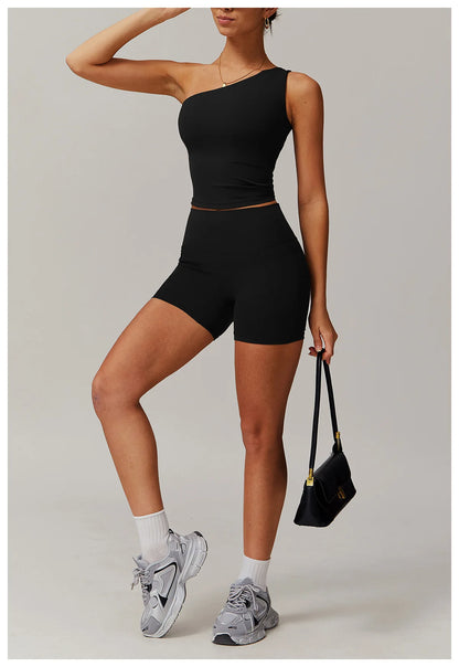Custom LOGO women's quick-drying waist shaping yoga casual outer wear running cycling fitness sports two-piece set