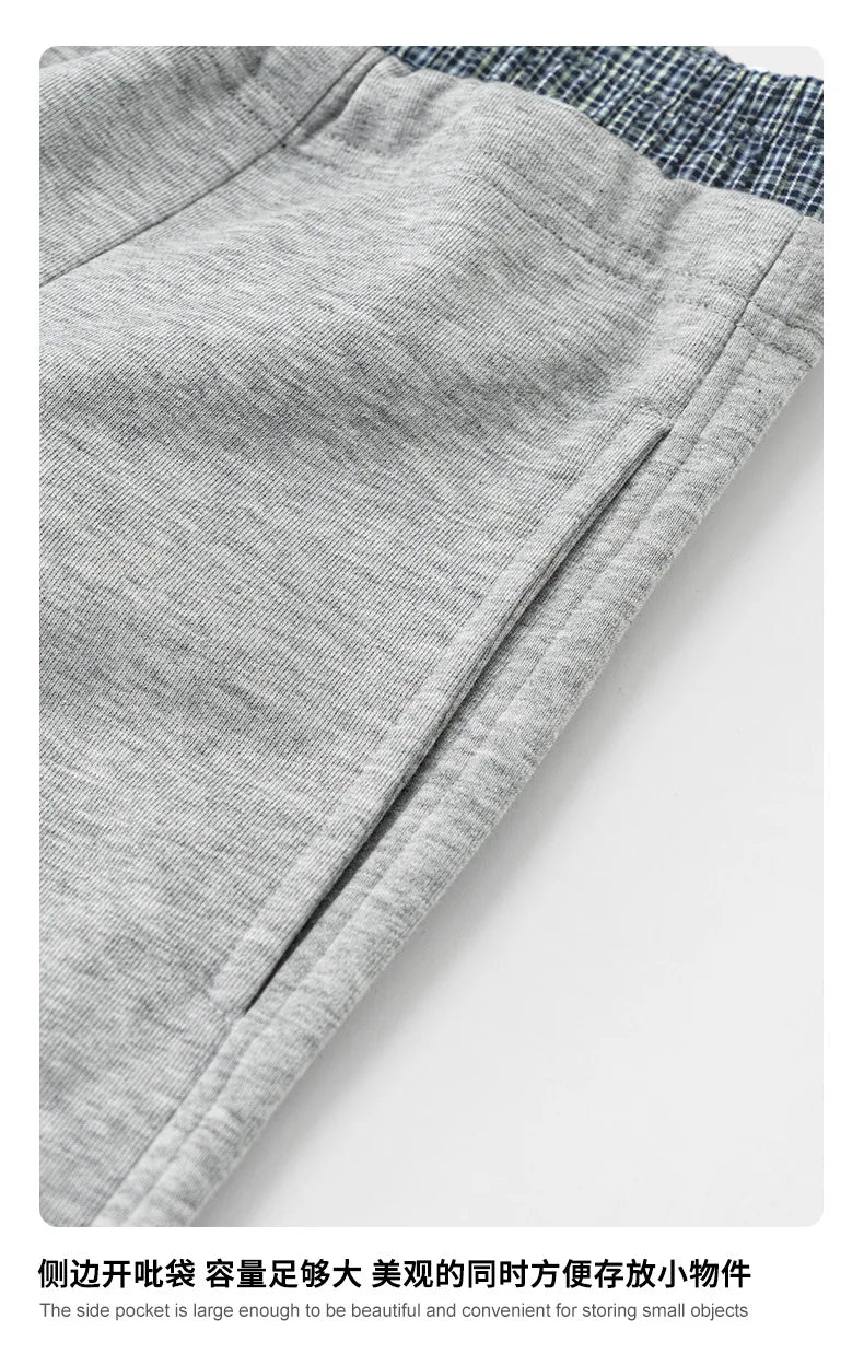 Custom LOGO Men's 2025 Summer 280G American Neutral Wind Splicing Double Waist Wide Leg Pants Sports Straight Couple Sweatpants
