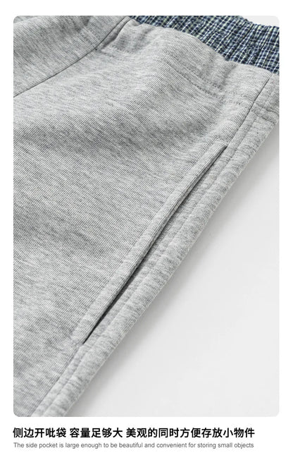 Custom LOGO Men's 2025 Summer 280G American Neutral Wind Splicing Double Waist Wide Leg Pants Sports Straight Couple Sweatpants