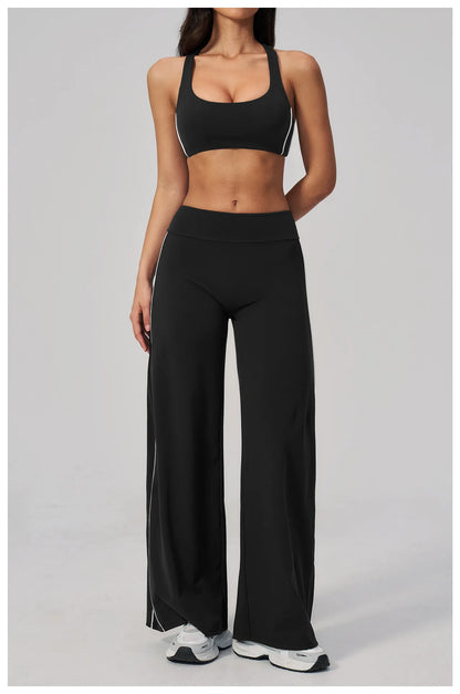 Yoga Pants Women High Waist Wide Leg Trousers Tummy Control Straight Workout Sports Pants Female Casual Fitness Bell-bottoms