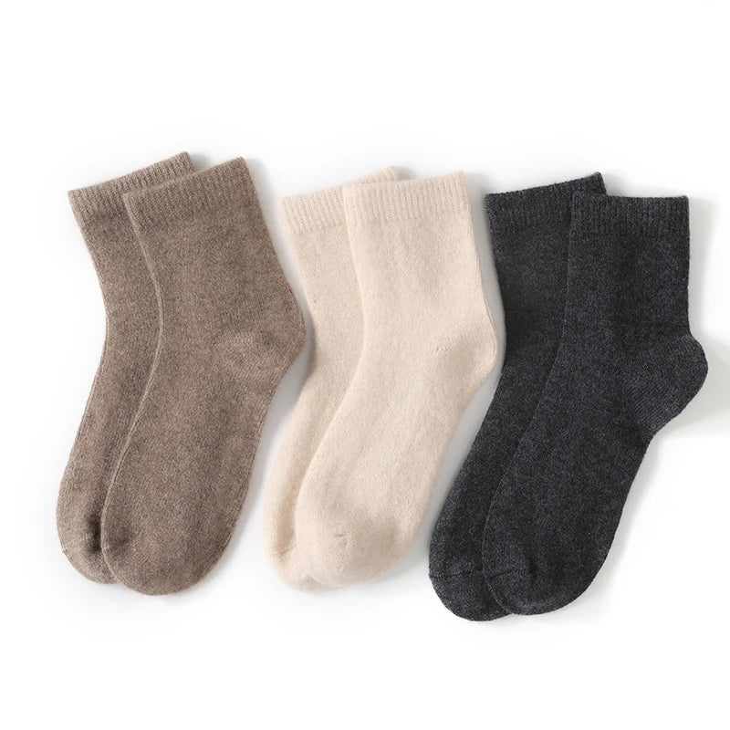 DjzDsm Men's Pure Cashmere Knitted Socks, Casual Medium Tube Socks, Antibacterial and Deodorizing Men's Socks, Warm and Elastic