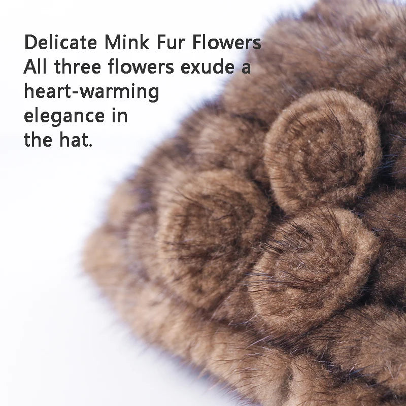 New fashion Genuine real natural women's knitted Mink Fur Hat  hand made knit Fashion Winter Headgear  brimless cap