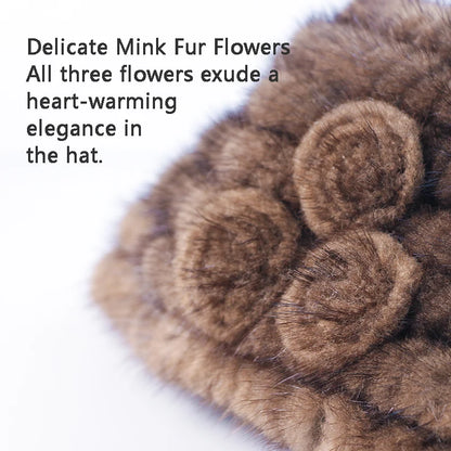 New fashion Genuine real natural women's knitted Mink Fur Hat  hand made knit Fashion Winter Headgear  brimless cap