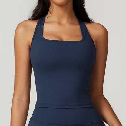 Custom LOGO women's beautiful back tight yoga set quick-drying high waist hip lift running fitness sports skirt 2-piece set