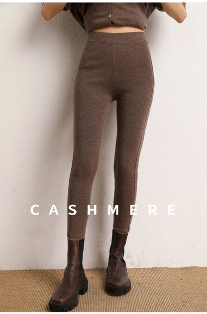 High Quality Women 100% Cashmere Legging Basic Soft elastic Pants Autumn Winter Cashmere Knitted Legging Trousers Warm Comfy