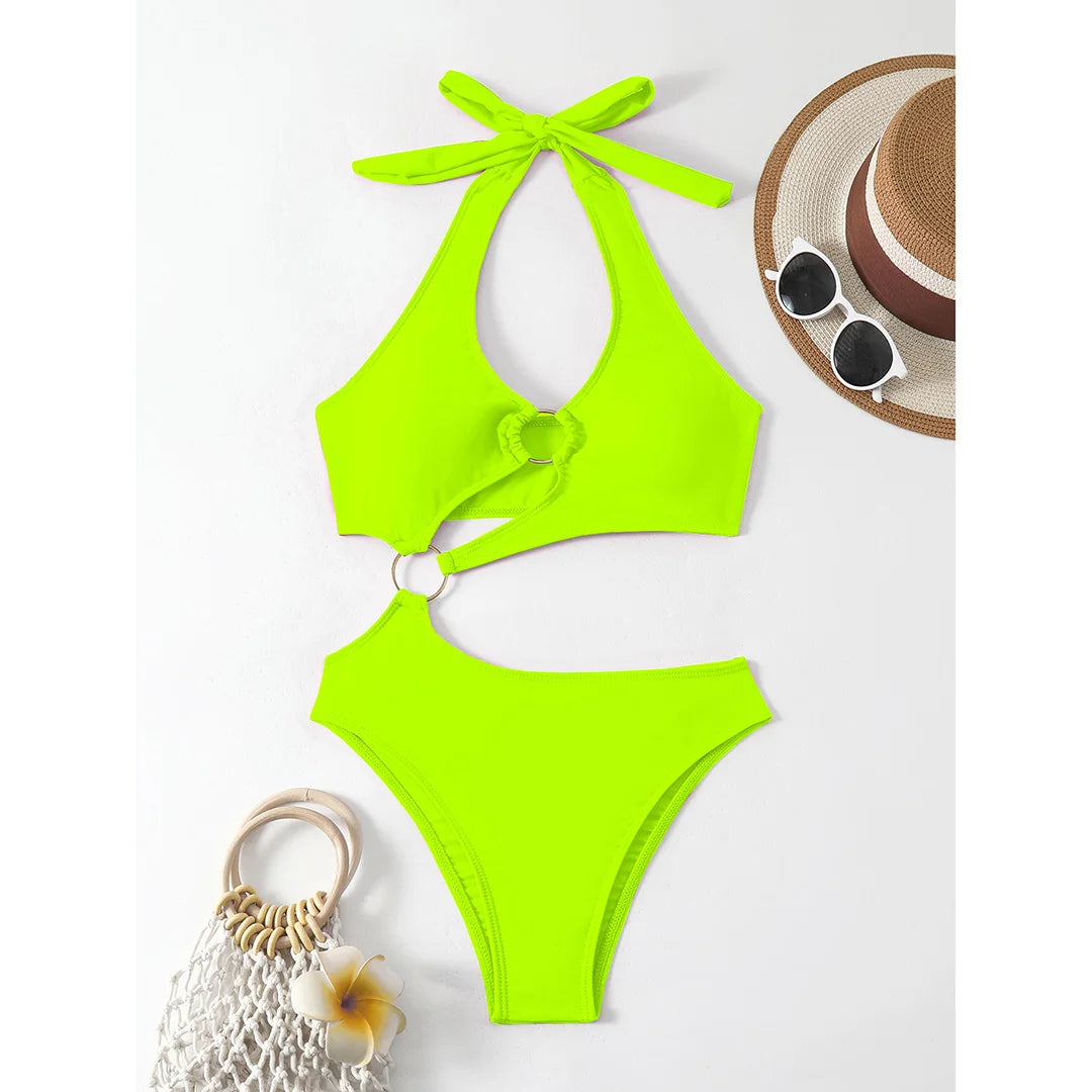 2026 Sexy Halter Asymmetric One Shoulder One Piece Swimsuit Women Swimwear Female Bather Bathing Suit Swim Lady Monokini V2660