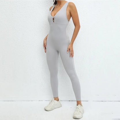 Seamless Yoga Jumpsuits Sports Fitness One-Piece Tight Sleeveless Beauty Back Workout Gym Running Training Bodysuits for Women