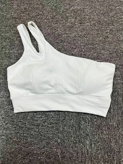 Sexy Women's Sports One Shoulder Bra Gym Push Up Workout Underwear High Strength Support Running Fitness Bra Vest