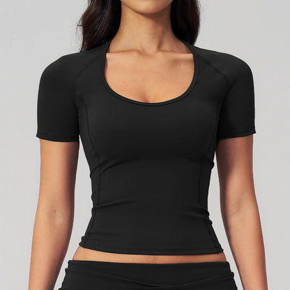 Sexy Women Yoga Shirts Fitness Sports T-Shirts Gym Workout Short Sleeve Top Running Active Wear Femme Sports Top Workout Shirts