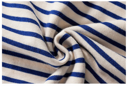 Autumn New Heavy Weight Long Sleeve Tshirt Men Cotton Round Neck Stripe Knited T Shirt Men Retro Casual Streetwear Tops Oversize