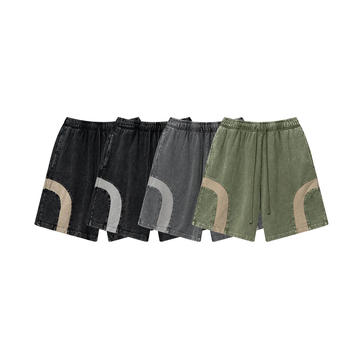 Customized LOGO men's summer European and American hip-hop style splicing contrasting shorts loose straight five-point pants