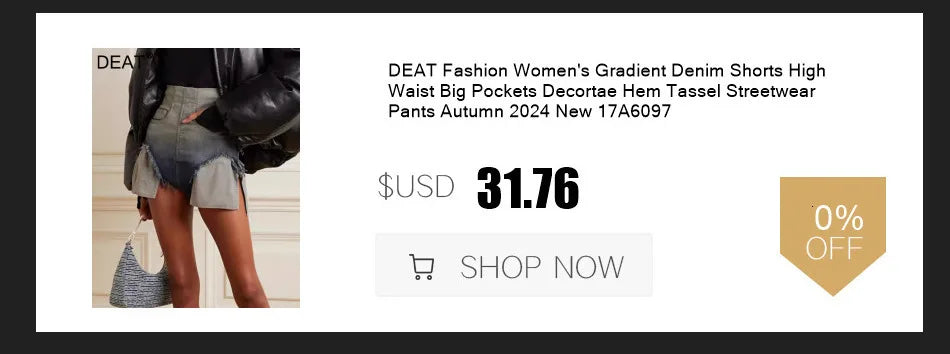 DEAT Fashion Folds Design Sense Jeans Women's High Waist Loose Wide Leg Blue Denim Pants Summer New Tide 7AB9503