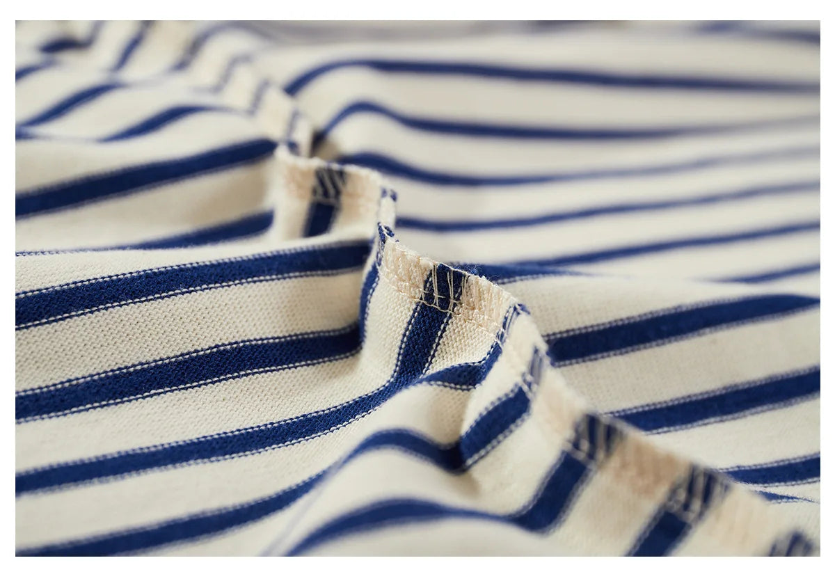 Summer Men's T-shirt, Sea Soul Polo Shirt, Short Sleeved Men's Cotton Loose Casual Striped T-shirt, Fashionable Men's Clothing