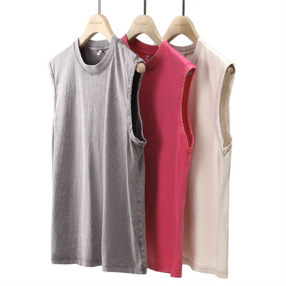 Customized Vest Street Fashion Sleeveless T-shirt Embroidery Logo 100% Cotton Shirt Printing Brand Sleeveless Vest Design