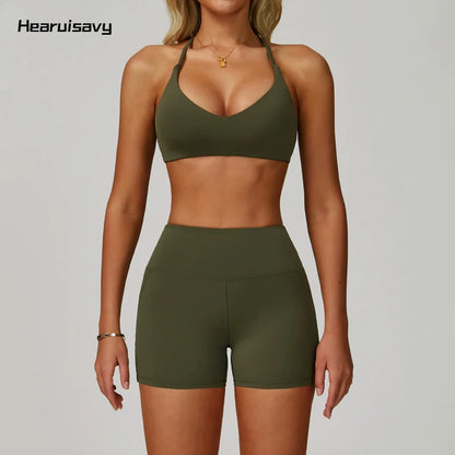 Hearuisavy Women's Running Comfort 2Pcs Sports Pants Set High Waist Push Up Workour Sportswear Casual Cycling Jogging Yoga Bras