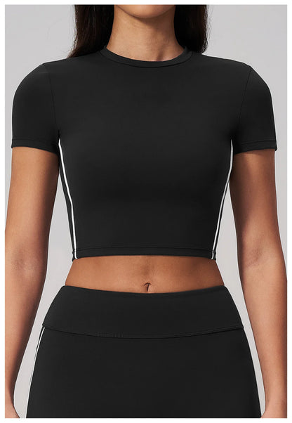 Sexy Women's Yoga Short Sleeve Fitness Sports T-Shirts Gym Clothes Push Up Running Tight Femme Yoga Workout Shirts Active Wear