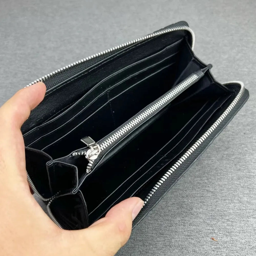 Genuine Unisex Stingray Leather Long Wallet, Exotic Style Leather Clutch for Women, Large Zip Card Holder for Men