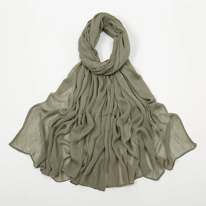 New Arrival Crinkle Rayon Hijab Women Muslim Scarf Shawls Solid Headscarf Wraps Big Size Plain Islamic Turban Headbands Foulard