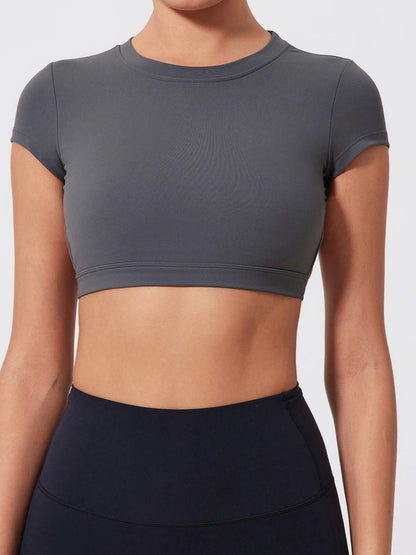 Summer Sports Short TOP Women Fitness shirts Yoga Wear Female Gym Training Suit Crop Top Women beautiful Back Tops T-Shirt