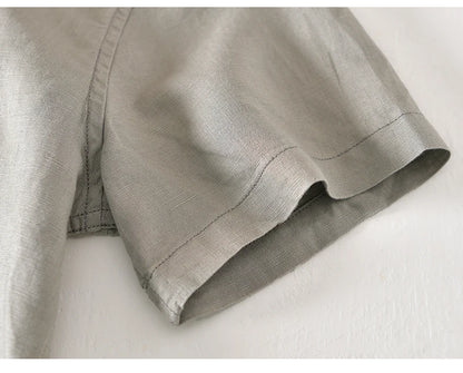 Summer Linen Cotton Men's POLO Collar Shirt Casual Business Short Sleeved Cardigan Fashion Loose Breathable Comfortable T-shirt