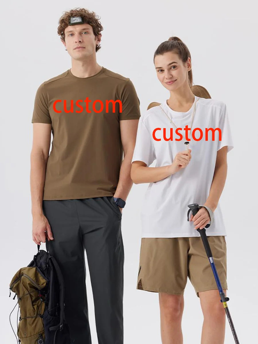 #51112-XIYU Custom LOGO Print Plain Gym T-shirt Men Summer Fitness O-Neck Short Sleeve T shirt Cotton Slim Fit Workout Tees Tops