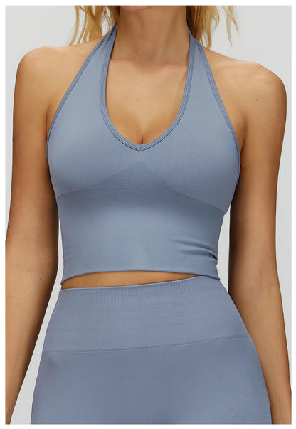 Sexy Seamless Sports Bras Halter Yoga Bra Women Fitness Gym Top Shockproof Running Workout Fast Dry Underwear Female Yoga Vest