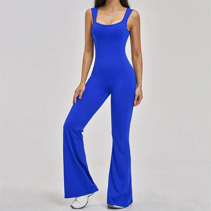 TRY TO BN Women Yoga Jumpsuit Beautiful Back High Strength Fitness Workout Bodysuit One Piece Sportswear Flare Pants Gym Clothes