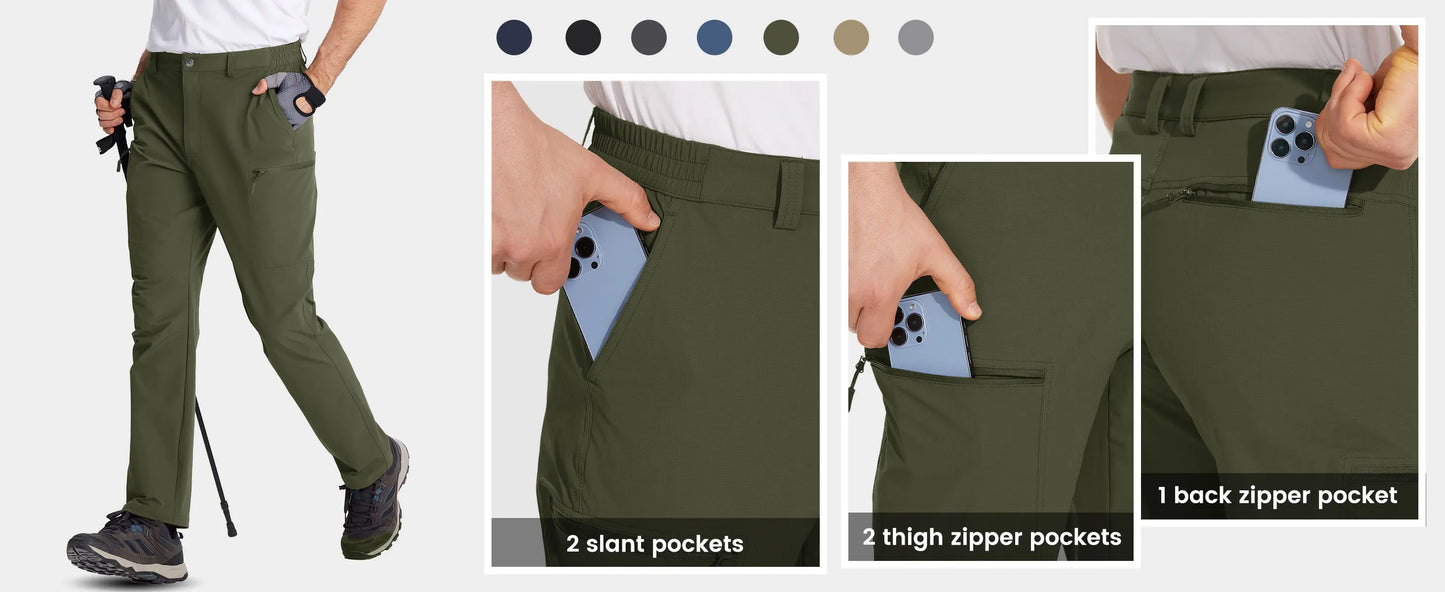 TACVASEN Lightweight Hiking Pants Mens Quick Dry Cargo Work Pants Nylon Waterproof Outdoor Trekking Fishing Pants Male Trousers