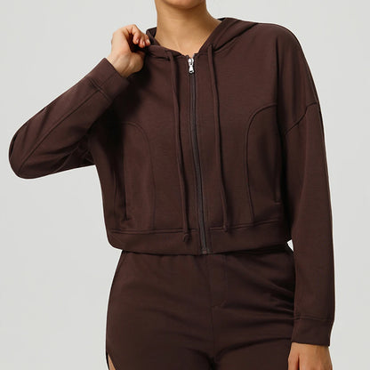 Autumn Loose Yoga Long Sleeved Hoodie Women's Hooded Sports Jacket Running Yoga Jacket Long Sleeved Jacket