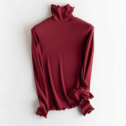 SuyaDream, Women Bottoming T Shirt, Silk Viscose Blend, Long Sleeves, Solid Basic Thermal  Shirt, 2024 Autumn Winter Top