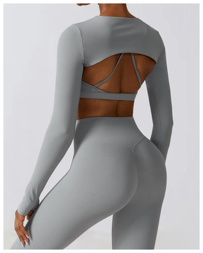 Customized LOGO women's autumn and winter tight yoga clothes quick-drying sports and thin fitness clothes three-piece set