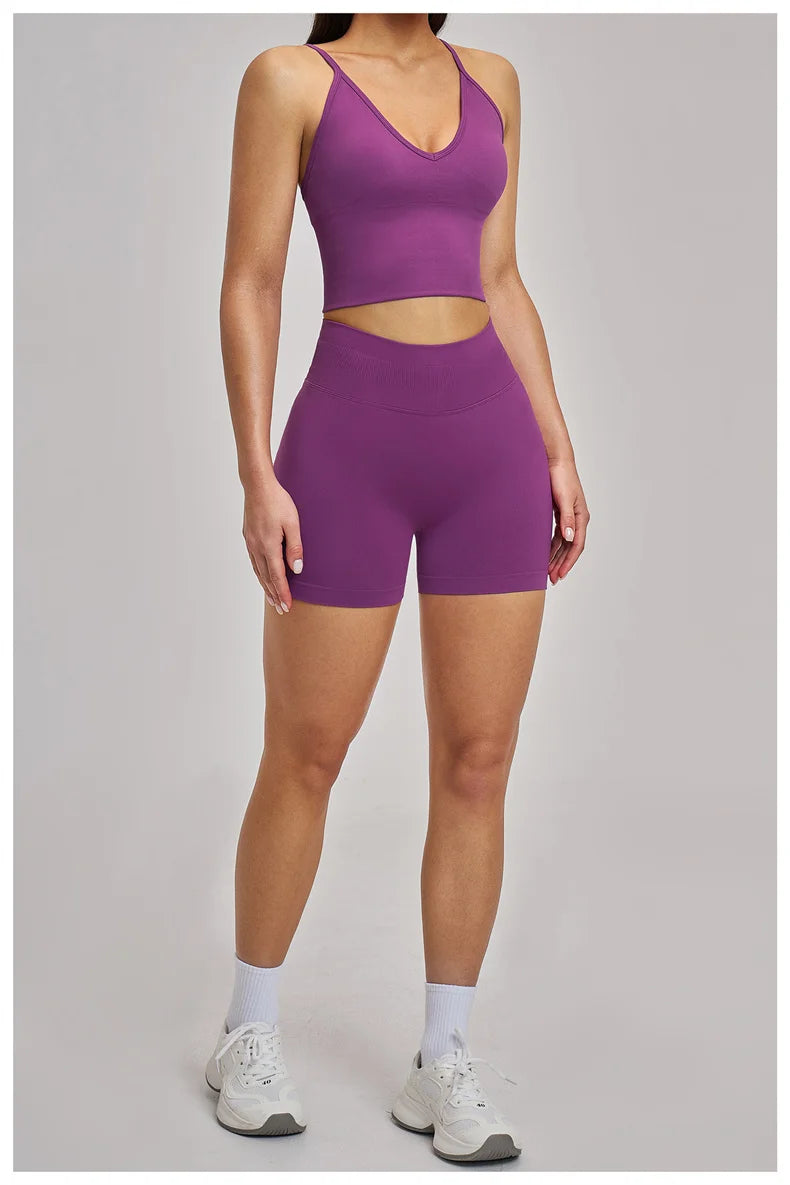 TRY TO BN Seamless Women's Tracksuit Shorts Yoga Set High Waisted Sportswear Fitness Workout Leggings Cycling Running Gym Shorts