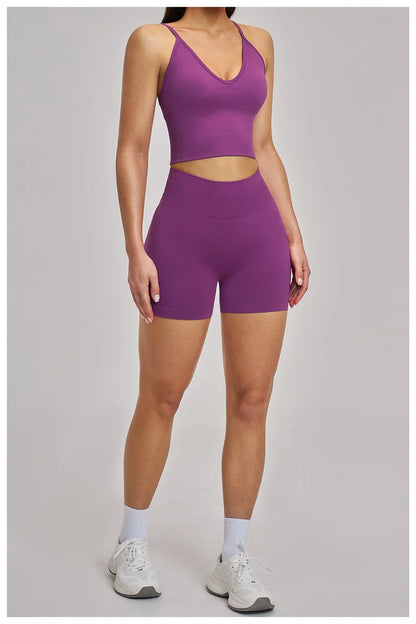 TRY TO BN Seamless Women's Tracksuit Shorts Yoga Set High Waisted Sportswear Fitness Workout Leggings Cycling Running Gym Shorts