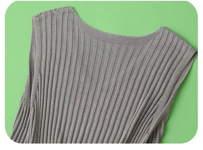 SuyaDream. Women Knitted Tanks, 45%Silk 55%Lyocell, V neck, Sleeveless Chic T Shirt, 2025 Solid Summer Vests