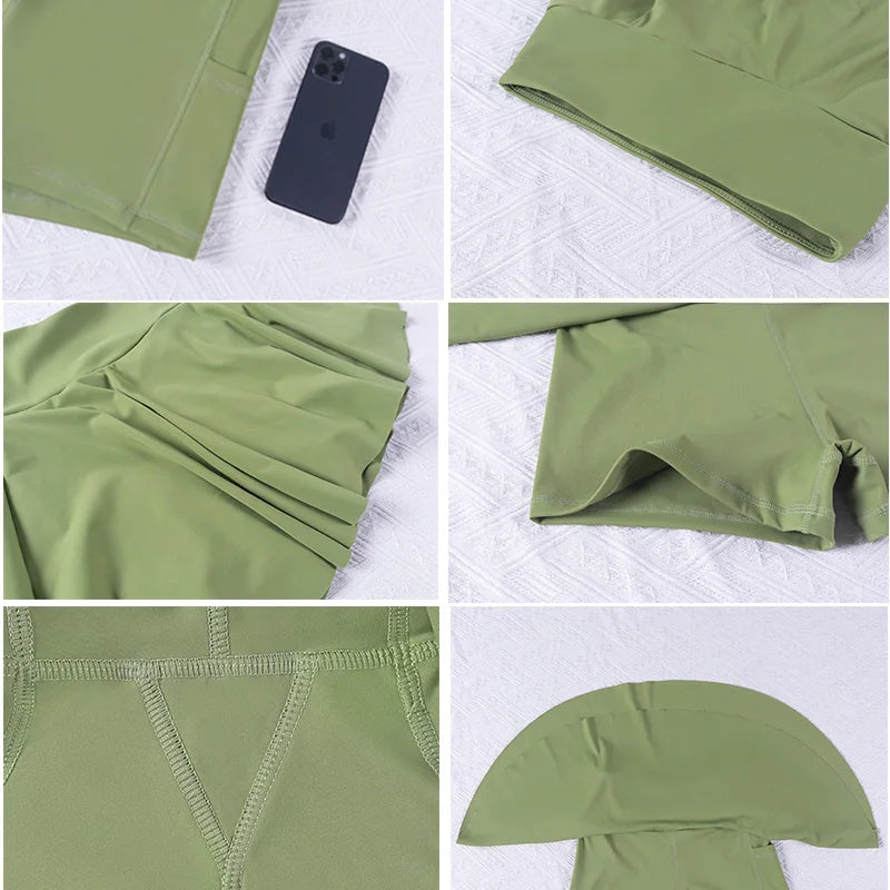VITALINOVO Pleated Tennis Skirts for Women with Pockets High Waisted Athletic Skirts with Shorts 2 in 1 Gym Workout Golf Skorts