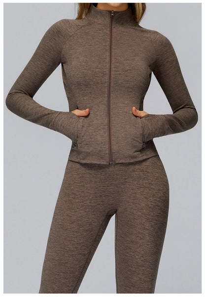 Zip Fitness Clothes Women Long Sleeve Sports Jacket Gym Clothes Woman Yoga Shirt Quick Dry Top Sunscreen Sportswear Yoga Clothes