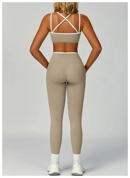 2 Pieces Gym Tracksuit Women Clothes Yoga Set Workout Outfits Fitness Sportswear High Waist Leggings Sports Bra Athletic Wear