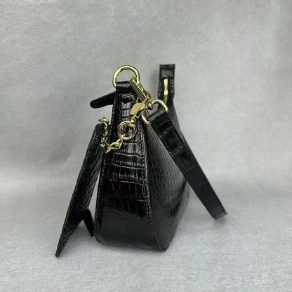 Authentic crocodile leather women's armpit bag genuine crocodile leather women's handbag fashion shoulder bag wallet