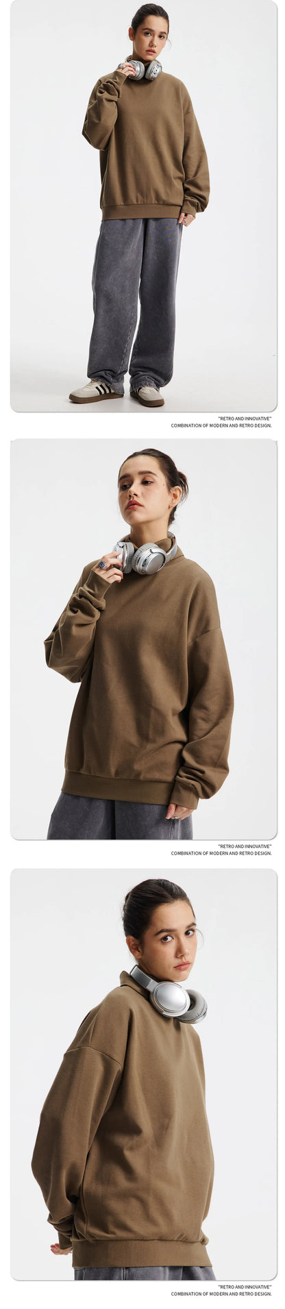 Custom LOGO Men's 305G Spring  Autumn New Cotton Polyester Turtleneck Casual Warm  High Elastic Couple Long Sleeve T-Shirt