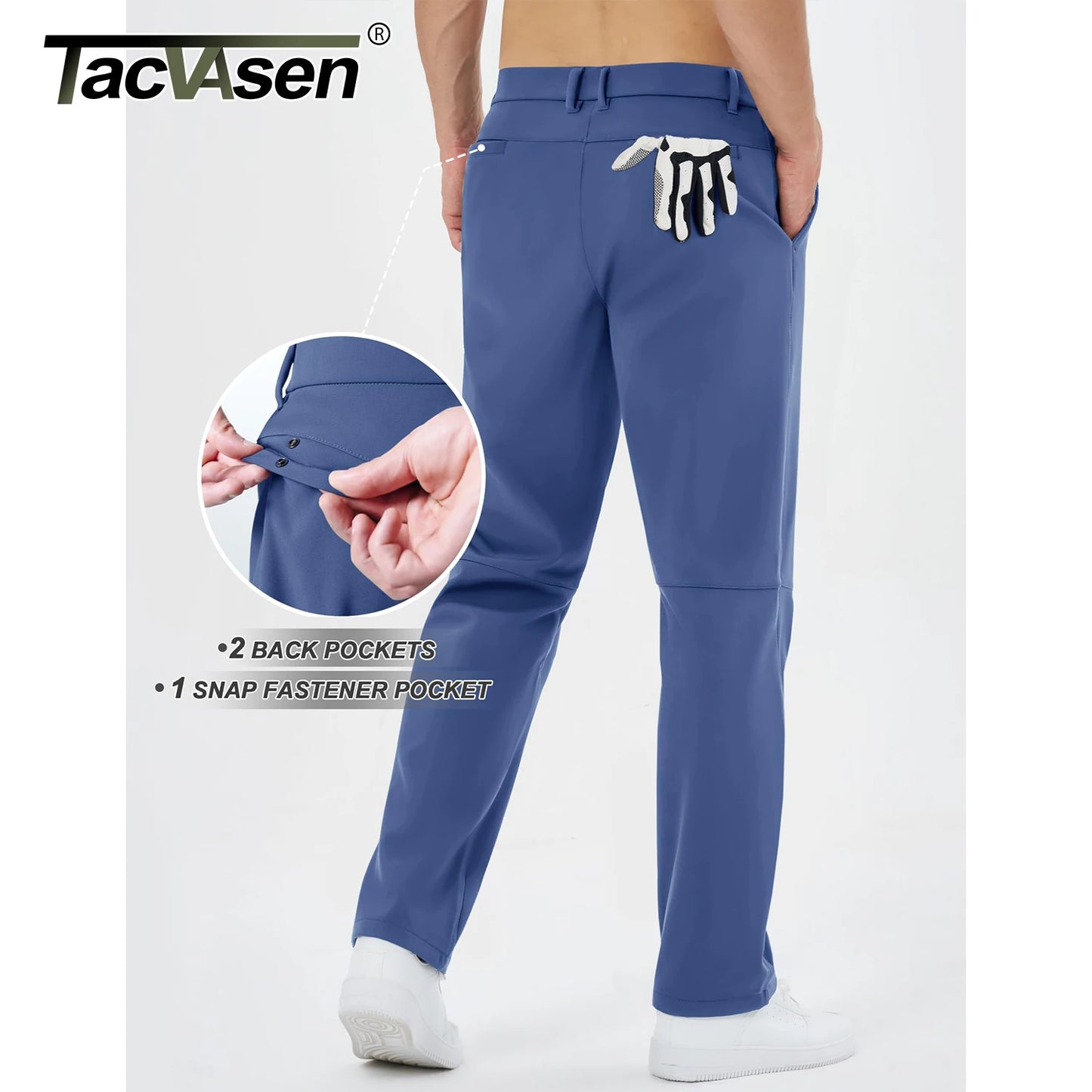 TACVASEN Winter Golf Pants for Men Fleece Lined Work Business Casual Dress Slacks Water Resistant Stretch Warm Trousers