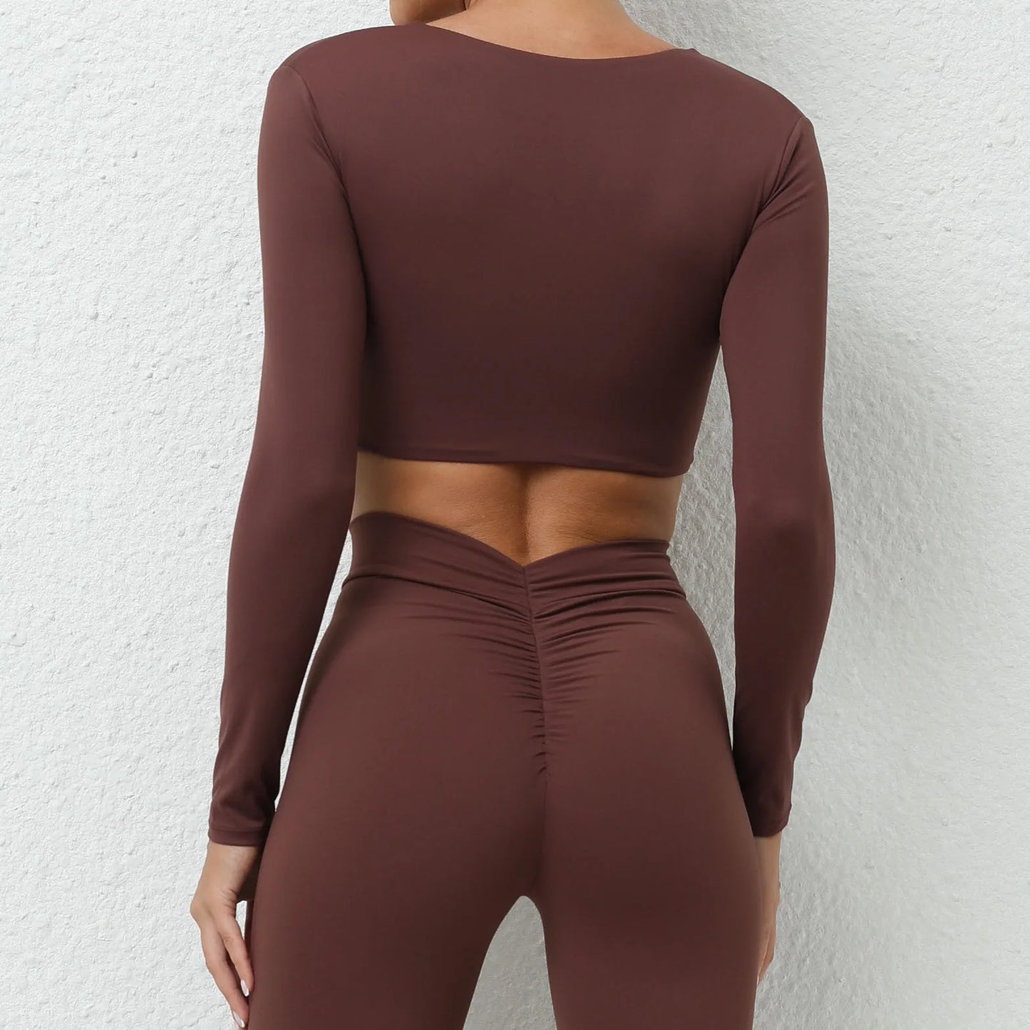 Sexy Creased Long Sleeve Crop Top Women Yoga Clothing Quick Dry Gym Long Sleeved Shirt Women Clothes Running Workout Sportswear