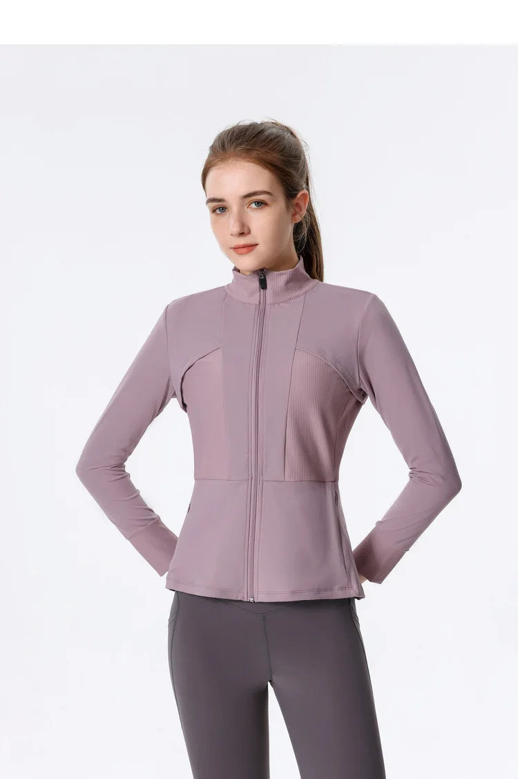 New Autumn SeasonsYoga Wear Women's Running Sportswear Tops Zip Up Sweatshirt Workout Fitness Clothes Cardigan Slim Tight Jacket