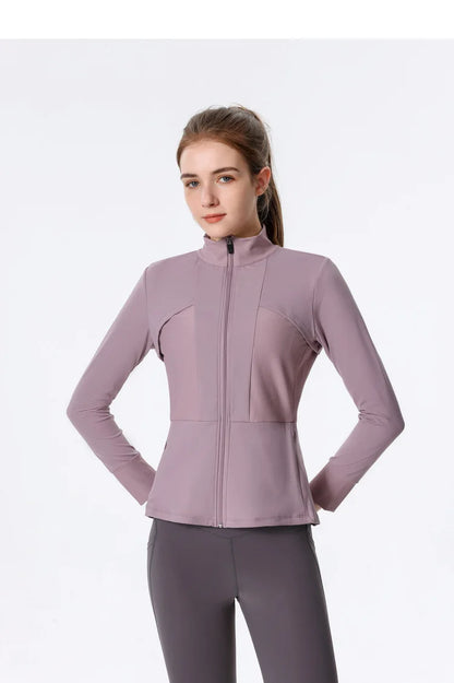 New Autumn SeasonsYoga Wear Women's Running Sportswear Tops Zip Up Sweatshirt Workout Fitness Clothes Cardigan Slim Tight Jacket