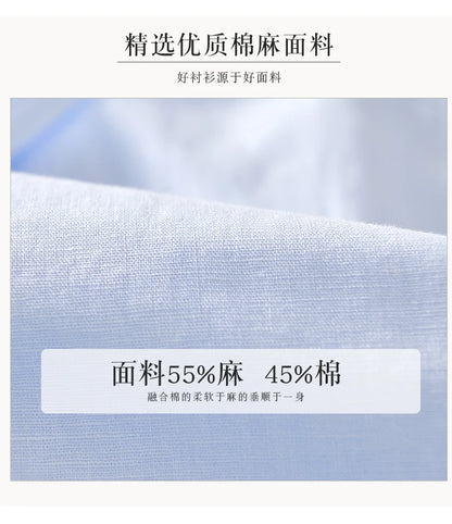 Summer Linen Cotton Men's POLO Collar Shirt Casual Business Short Sleeved Cardigan Fashion Loose Breathable Comfortable T-shirt