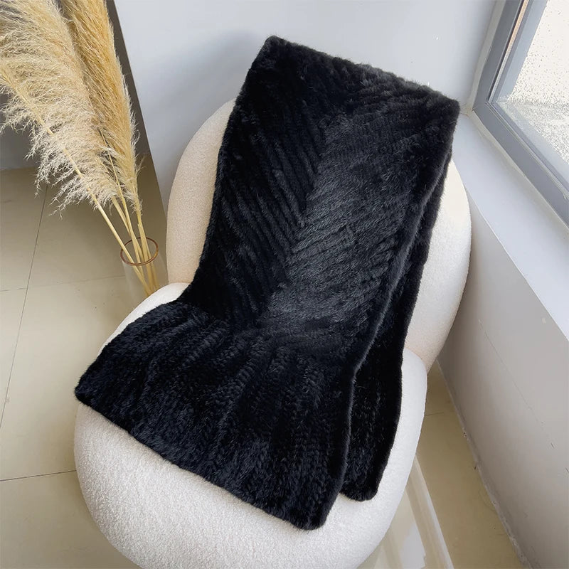 New mink woven women's scarf autumn and winter twill shawl warm herringbone scarfs fur Knitting high quality fishtail Scarves