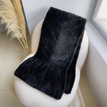 New mink woven women's scarf autumn and winter twill shawl warm herringbone scarfs fur Knitting high quality fishtail Scarves