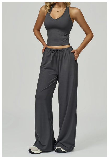 2/3PCS Fitness Suit Women Deep V Yoga Bra Flared pants Sports Suit Gym Tracksuits Female High Waist Bell Bottom Athletic Wear