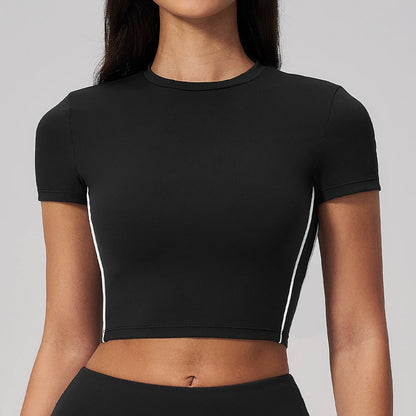 Sexy Women's Yoga Short Sleeve Fitness Sports T-Shirts Gym Clothes Push Up Running Tight Femme Yoga Workout Shirts Active Wear