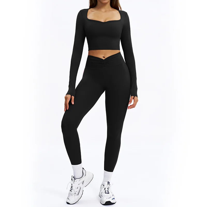SWELTERING 2PCS Yoga Set Fitness Gym Tracksuit Sportswear Women Workout Outfits High Waist Leggings Sports Bra Athletic Wear
